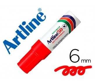 Rotulador artline marcador permanente ek-50 rojo -punta biselada 6 mm -papel metal y cristal