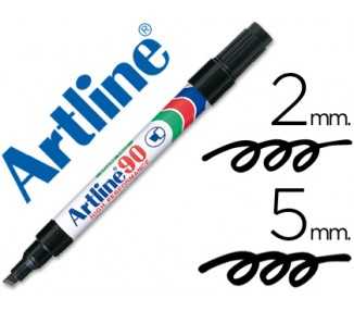 Rotulador artline marcador permanente ek-90 negro punta biselada 5 mm papel metal y cristal