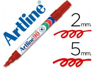 Rotulador artline marcador permanente ek-90 rojo punta biselada 5 mm papel metal y cristal