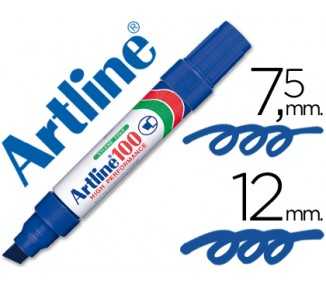 Rotulador artline marcador permanente 100 azul punta biselada