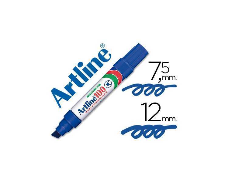 Rotulador artline marcador permanente 100 azul punta biselada