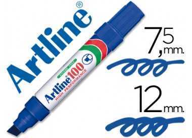 Rotulador artline marcador permanente 100 azul punta biselada