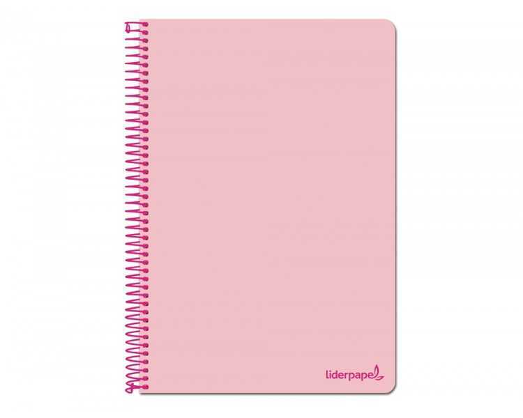 Cuaderno espiral liderpapel folio write tapa blanda 80h 60gr cuadro 4mm con margen color rosa