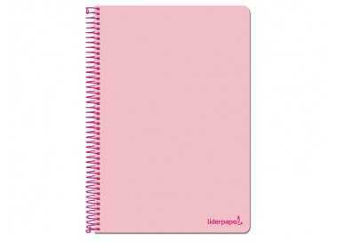 Cuaderno espiral liderpapel folio write tapa blanda 80h 60gr cuadro 4mm con margen color rosa