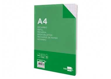 Recambio liderpapel a4 100 hojas 60g/m2 cuadro 6 mm 4 taladros con margen Recambio liderpapel a4 100 hojas 60g/m2 cuadro 6 mm 4 taladros con margen