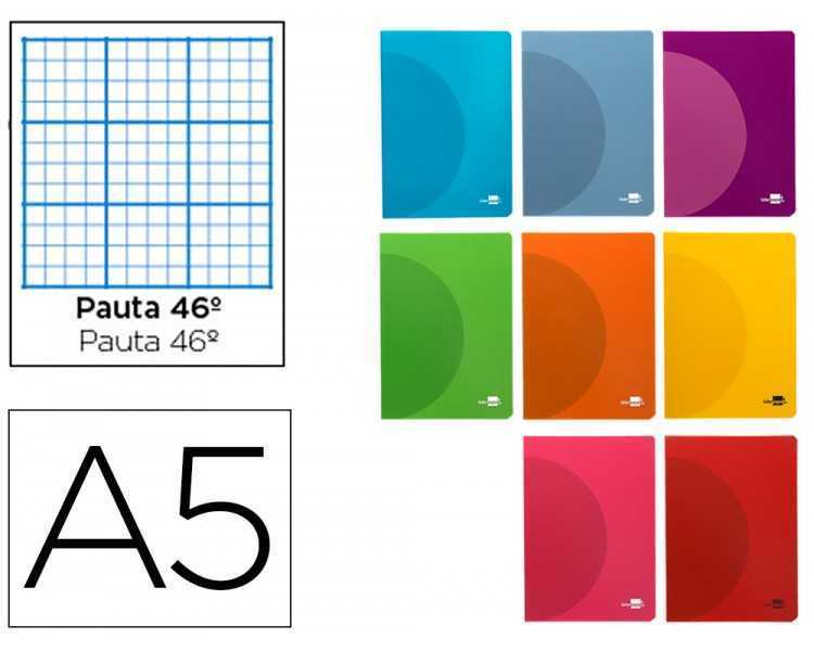 Libreta liderpapel 360 tapa de plastico a5 48 hojas 90g/m2 rayado nº 46 colores surtidos
