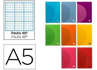 Libreta liderpapel 360 tapa de plastico a5 48 hojas 90g/m2 rayado nº 46 colores surtidos