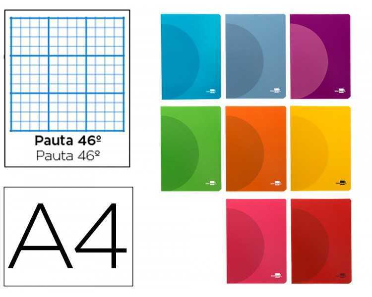 Libreta liderpapel 360 tapa de plastico a4 48 hojas 90g/m2 rayado nº 46 colores surtidos