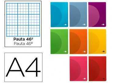 Libreta liderpapel 360 tapa de plastico a4 48 hojas 90g/m2 rayado nº 46 colores surtidos