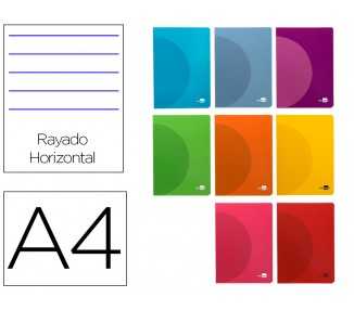 Libreta liderpapel 360 tapa de plastico a4 48 hojas 90g/m2 horizontal con margen colores surtidos