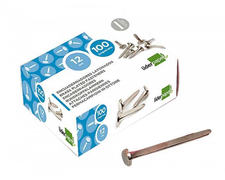 Encuadernadores liderpapel niquelados n.12 70 mm caja de 100 unidades