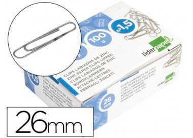 Clips liderpapel nº1,5 labiados 26 mm caja de 100 unidades