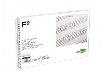Bloc musica liderpapel pentagrama 3mm folio apaisado 20 hojas 100g/m2