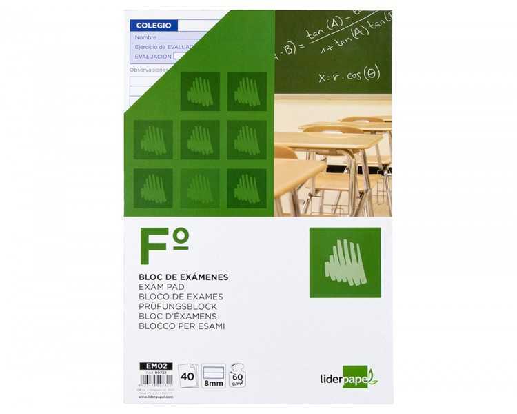 Bloc examenes liderpapel horizontal folio 40 hojas 60g/m2