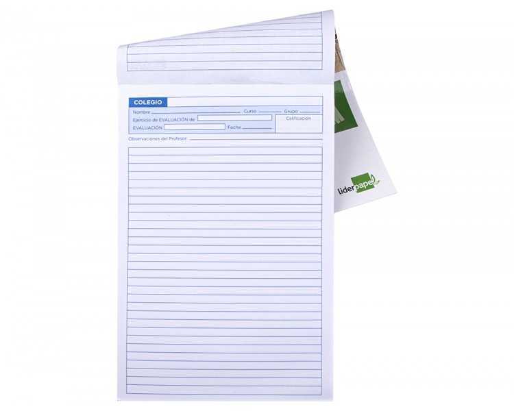 Bloc examenes liderpapel horizontal folio 40 hojas 60g/m2