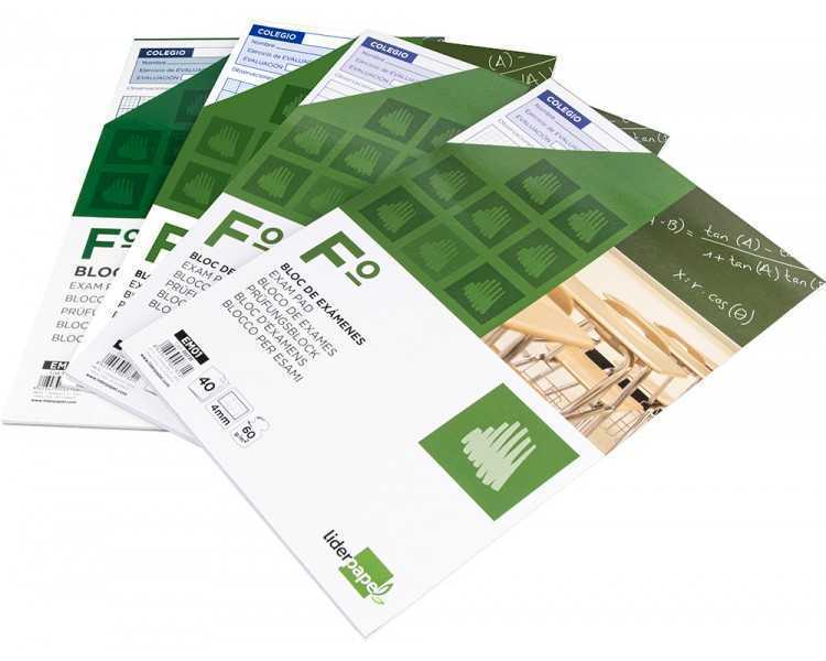 Bloc examenes liderpapel horizontal folio 40 hojas 60g/m2