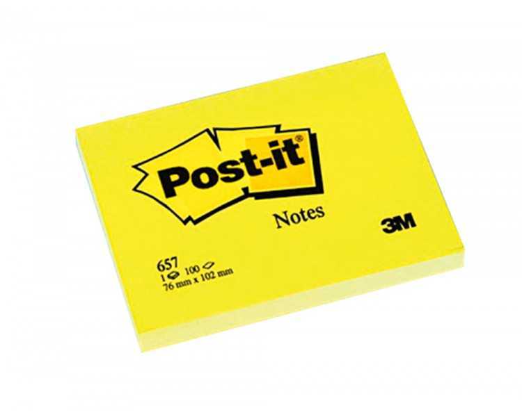 Bloc de notas adhesivas quita y pon post-it 76x102 mm con 100 hojas 657