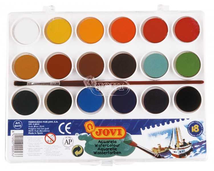 Acuarela jovi 18 colores con pincel estuche de plastico