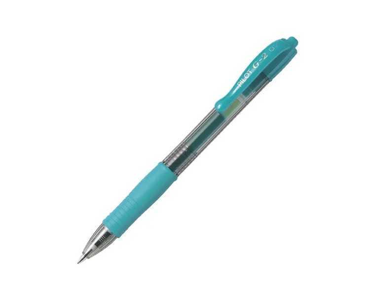 Boligrafo pilot g-2 azul turquesa tinta gel retractil sujecion de caucho