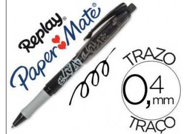 Boligrafo replay negro con goma de borrar