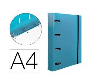 Carpeta con recambio liderpapel a4 cuadro 5mm 100 hojas 80g polipropileno 4 anillas 40mm celeste opaco