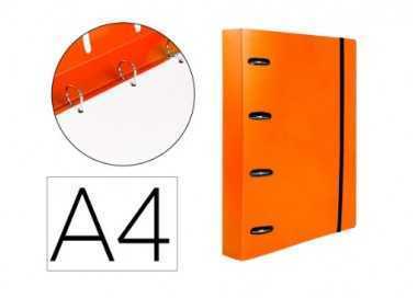 Carpeta con recambio liderpapel a4 cuadro 5mm 100 hojas 80g polipropileno 4 anillas 40mm naranja fluor