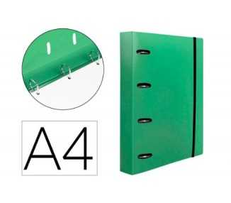 Carpeta con recambio liderpapel a4 cuadro 5mm 100 hojas 80g polipropileno 4 anillas 40mm verde translucido