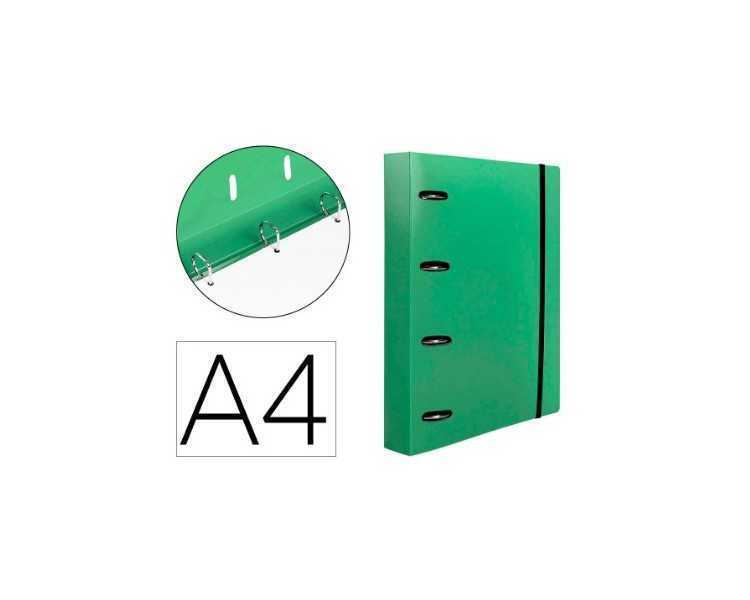 Carpeta con recambio liderpapel a4 cuadro 5mm 100 hojas 80g polipropileno 4 anillas 40mm verde translucido