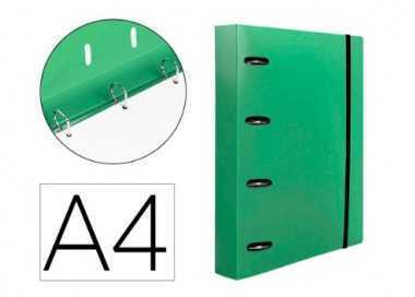 Carpeta con recambio liderpapel a4 cuadro 5mm 100 hojas 80g polipropileno 4 anillas 40mm verde translucido