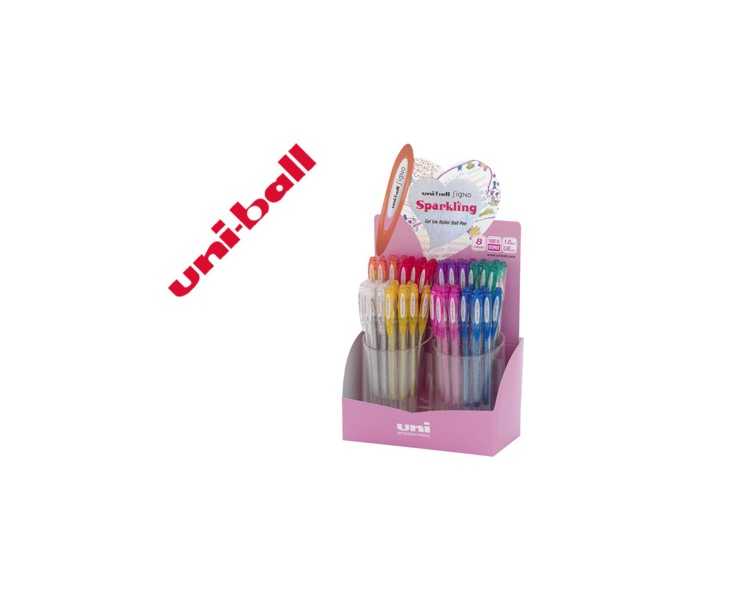 Boligrafo uni ball um-120 signo 0,7 mm tinta gel expositor de 48 colores con purpurina