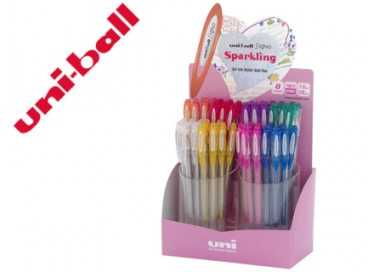 Boligrafo uni ball um-120 signo 0,7 mm tinta gel expositor de 48 colores con purpurina