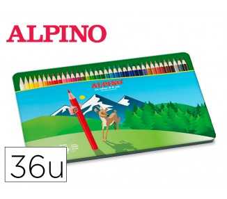 Lapices de colores alpino caja metalica de 36 unidades colores surtidos