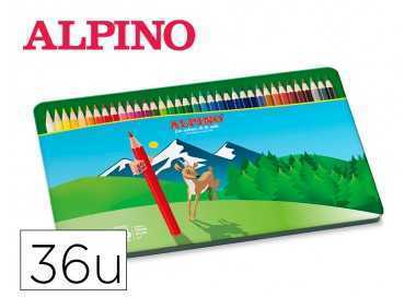 Lapices de colores alpino caja metalica de 36 unidades colores surtidos