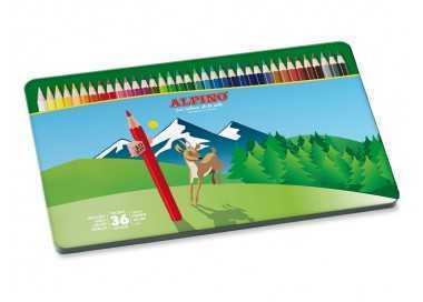 Lapices de colores alpino caja metalica de 36 unidades colores surtidos