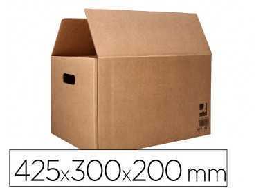 Caja para embalar q-connect americana con fondo automaticoy asas carton canal simple 5 mm color kraft 425x300x200 mm
