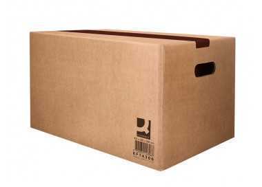 Caja para embalar q-connect americana con fondo automaticoy asas carton canal simple 5 mm color kraft 425x300x200 mm Caja para embalar q-connect americana con fondo automaticoy asas carton canal simple 5 mm color kraft 425x300x200 mm