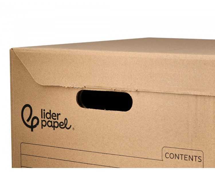 Cajon contenedor liderpapel carton manual para 3 cajas archivo def. folio / 3 archivadores a-z 387x333x260mm