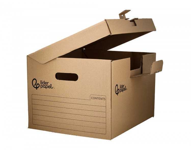 Cajon contenedor liderpapel carton manual para 3 cajas archivo def. folio / 3 archivadores a-z 387x333x260mm