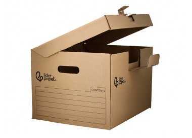 Cajon contenedor liderpapel carton manual para 5 cajas archivo def. folio / 6 archivadores a-z 540x410x300mm