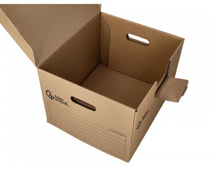Cajon contenedor liderpapel carton manual para 5 cajas archivo def. folio / 6 archivadores a-z 540x410x300mm