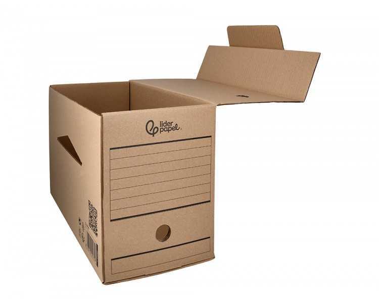 Caja archivo definitivo liderpapel folio doble ancho carton reciclado 400g/m2 lomo 200 mm kraft 367x200x251 mm