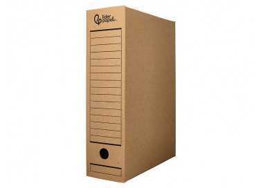 Caja archivo definitivo liderpapel folio carton reciclado 325g/m2 lomo 100 mm kraft 365x100x251 mm