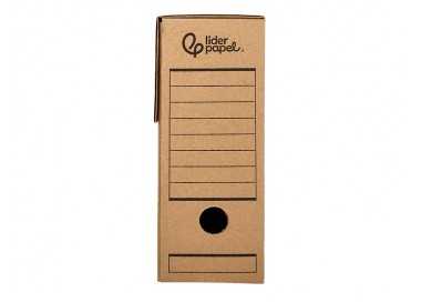 Caja archivo definitivo liderpapel folio carton reciclado 325g/m2 lomo 100 mm kraft 365x100x251 mm