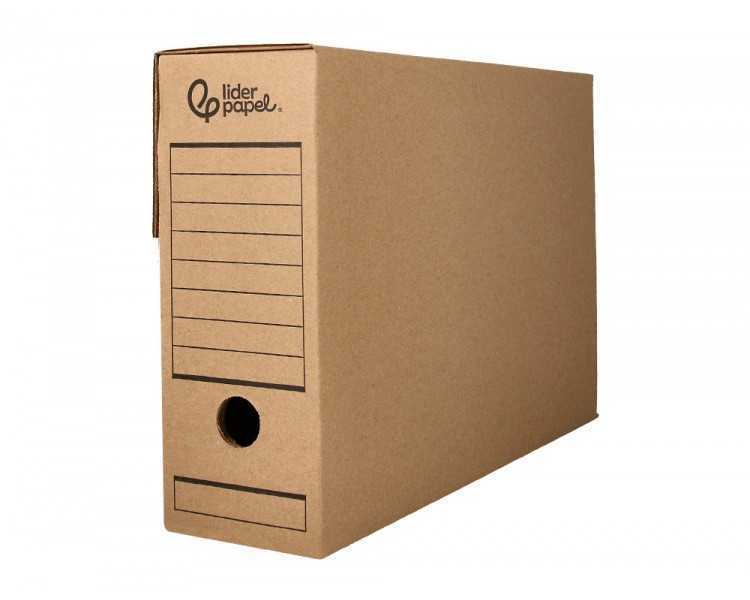 Caja archivo definitivo liderpapel folio carton reciclado 325g/m2 lomo 100 mm kraft 365x100x251 mm