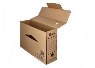 Caja archivo definitivo liderpapel folio carton reciclado 325g/m2 lomo 100 mm kraft 365x100x251 mm