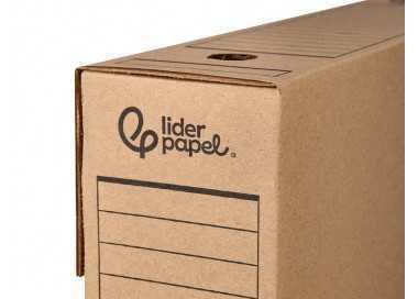 Caja archivo definitivo liderpapel folio carton reciclado 325g/m2 lomo 100 mm kraft 365x100x251 mm