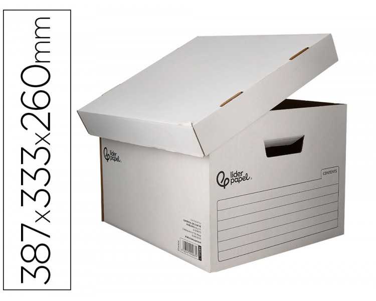 Cajon contenedor liderpapel carton automatico para 3 cajasarchivo def. folio / 4 archivadores a-z 387x333x260mm