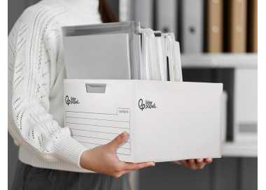 Cajon contenedor liderpapel carton automatico para 3 cajasarchivo def. folio / 4 archivadores a-z 387x333x260mm