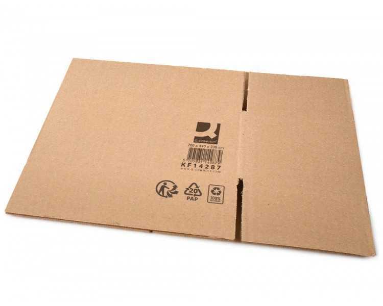 Caja para embalar q-connect americana ultrarresistente carton reciclado canal doble 7mm color kraft 700x440x330 mm