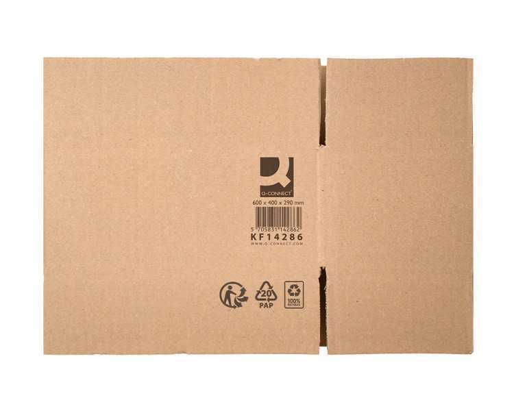 Caja para embalar q-connect americana ultrarresistente carton reciclado canal doble 7mm color kraft 600x400x290 mm